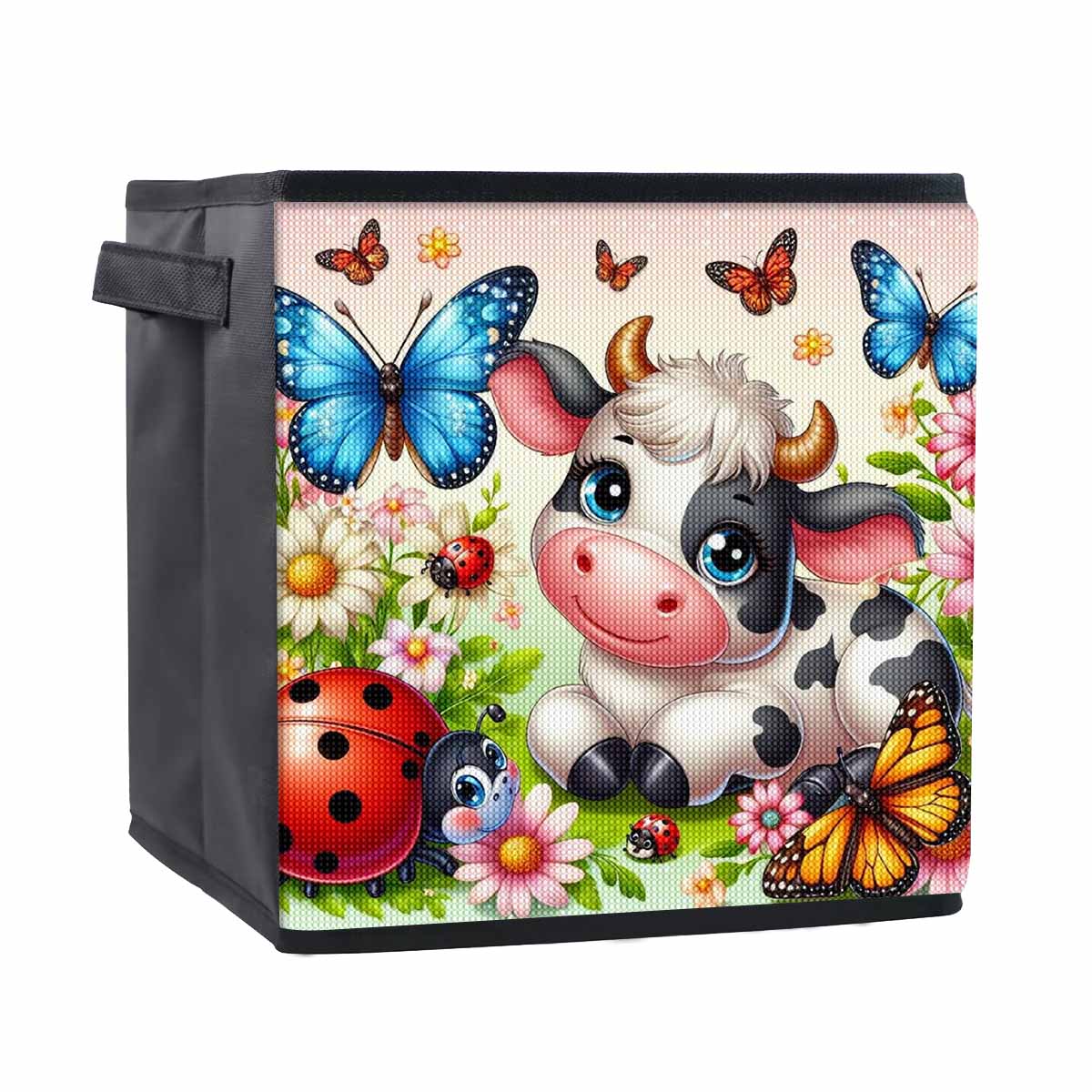 

Cows and Butterflies 5D Diamond Painting Storage Basket Full Round Drill Mosaic Diamond Embroidery Cross Stitch Kits Home Decor Home Decor 25cmx25cm