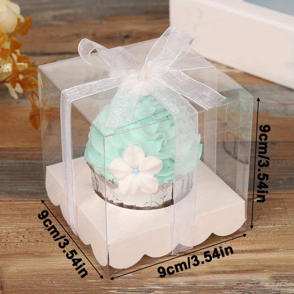 12pcs Clear Gift Boxes Plastic Single Containers Boxes with Inserts and Ribbon Individual Storage Holders Plastic Treat Boxes Gift Packaging Box
