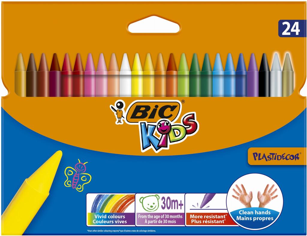 Bic Kids Plastidecor Wax Crayons 24 Colors