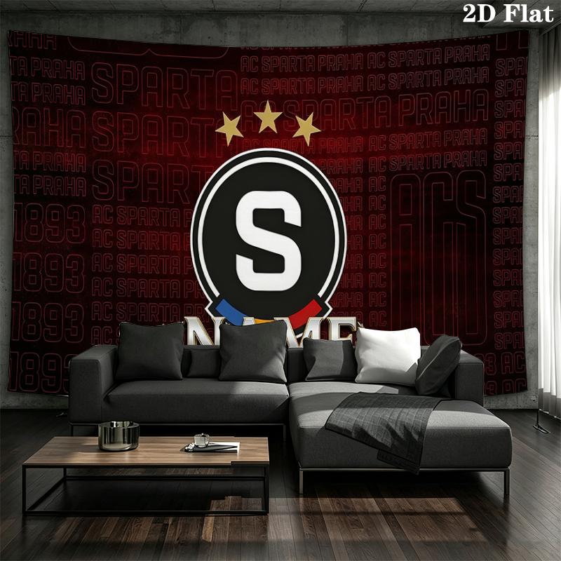 Custom Name,HC Sparta Praha Wall Tapestry, Aesthetic Printed Fabric Blanket, Suitable for Bedroom, Living Room, and Home Decor.