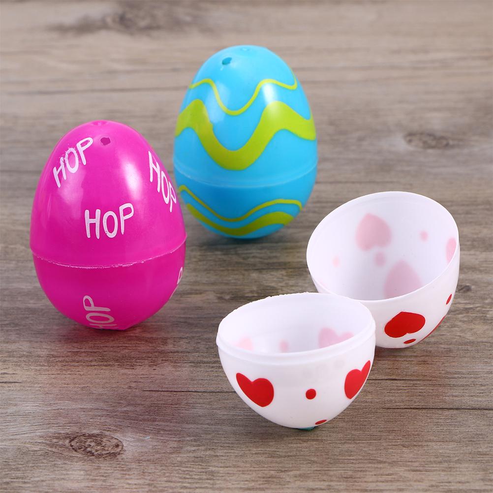 2 Set of 24PCS Easter Egg Decor Painted Open Plastic Eggs Funny Easter Egg Toy Creative Easter Gift Decor for Kids Friends