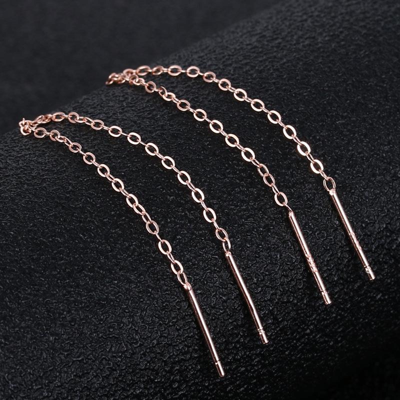 

S925 Sterling Silver Elegant Korean Style Tassel Ear Thread Earrings 925 Silver