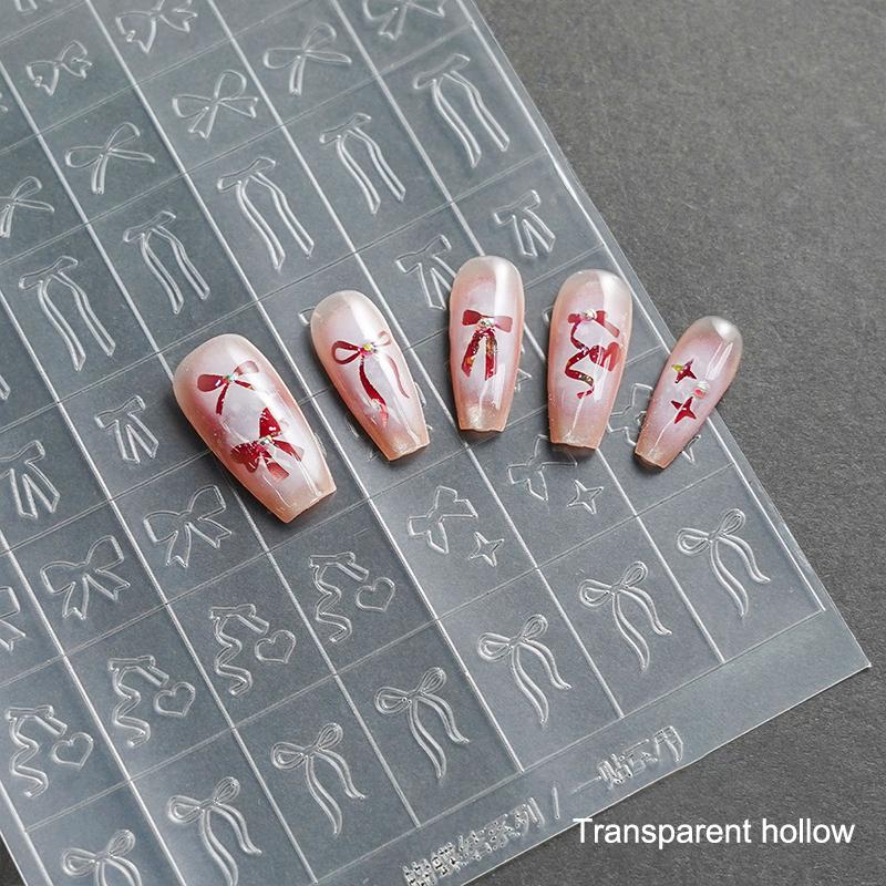 Flocon de neige creux transparent Feux d'artifice Cheval Autocollants pour ongles Pochoir aérographe Année du Cheval Série Nouvel An Décoration Autocollant pour ongles