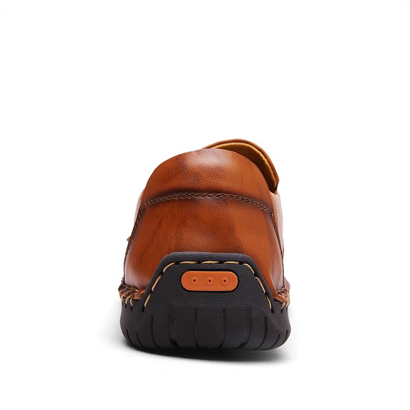 Pánské Ležérní Patchwork Kůže Nazouvací boty na zip s dělenou kulatou špičkou Módní Protiskluzové Šití Podešev Loafer