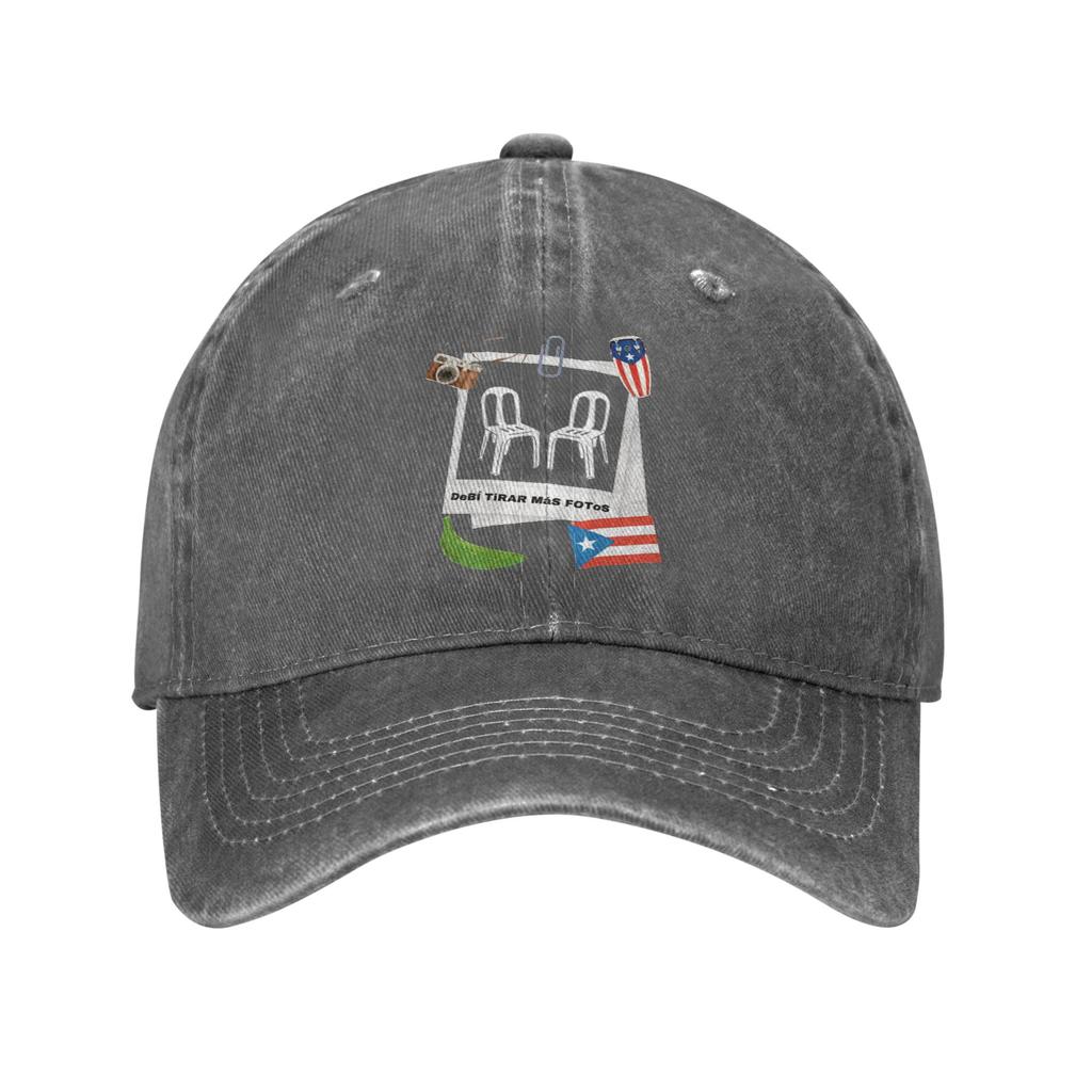 Merch DeBi TiRAR MaS FOToS Chair Puerto Rico Flag Bad Bunnys Retro Denim Washed Baseball Caps Unisex Cowboy Womens Trucker Cap