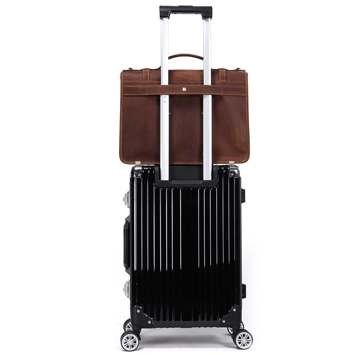 CONTACT S мужской вместительный портфель из натуральной кожи в классическом стиле кофейный — фото 4