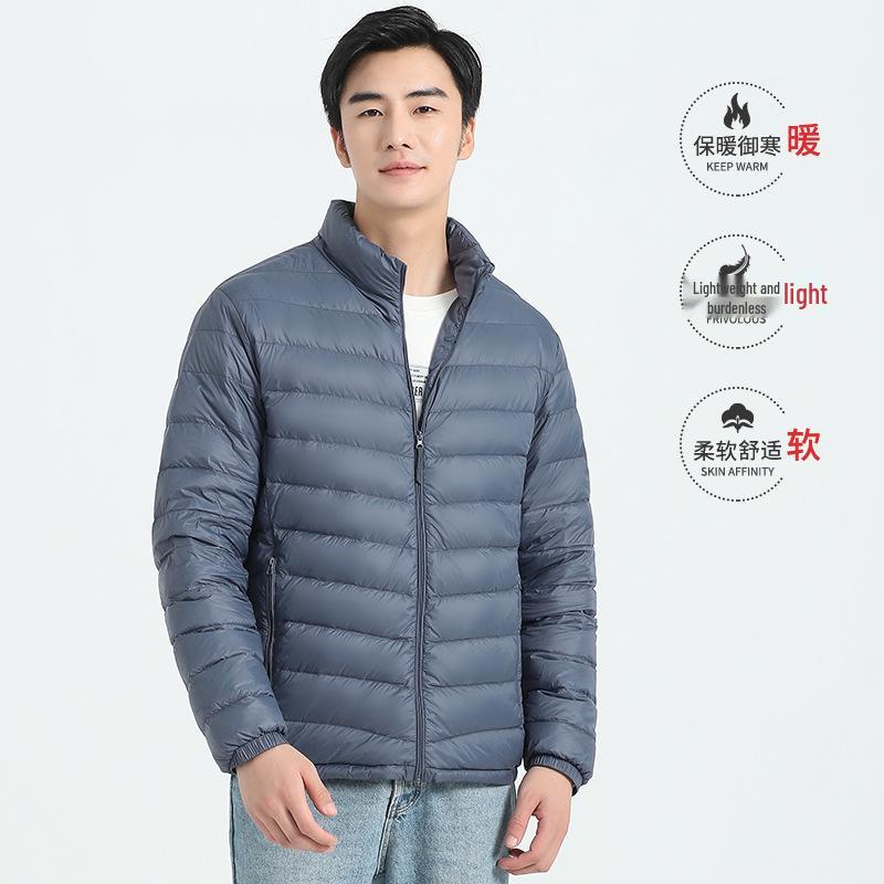 Men's 2024 Autumn/Winter High-End Casual Lightweight Down Jacket with Stand-Up Collar
