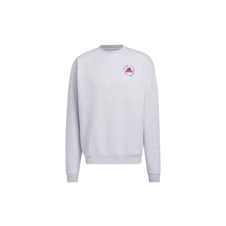 Adidas Sweatshirts Unisex Light Heather Gray Crew Neck Moderate Regular IC7769