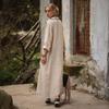 Women's Cotton Linen Shirt Dress Casual Rolled-Up Sleeve Button Dowm Maxi Dress Summer Loose