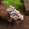 Color Painted Oil Geometric Petal Elastic Bracelet Fashion Irregular Flower Ladies Premium Bracelet