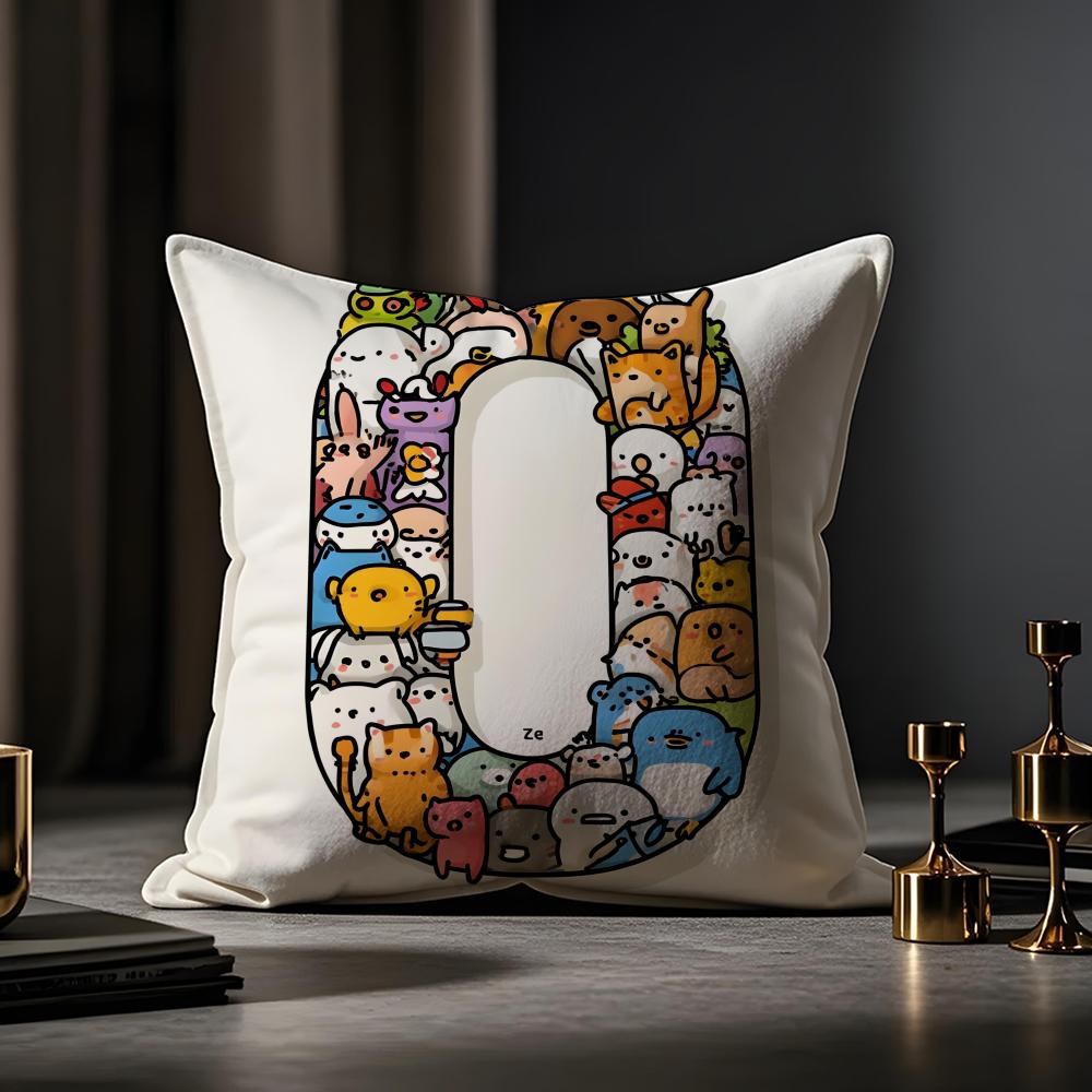 Digital Design Cushion Cover Anti-dustmite Pillowcase Invisible Zipper Silky Short Plush Sofa Cushion Cover
