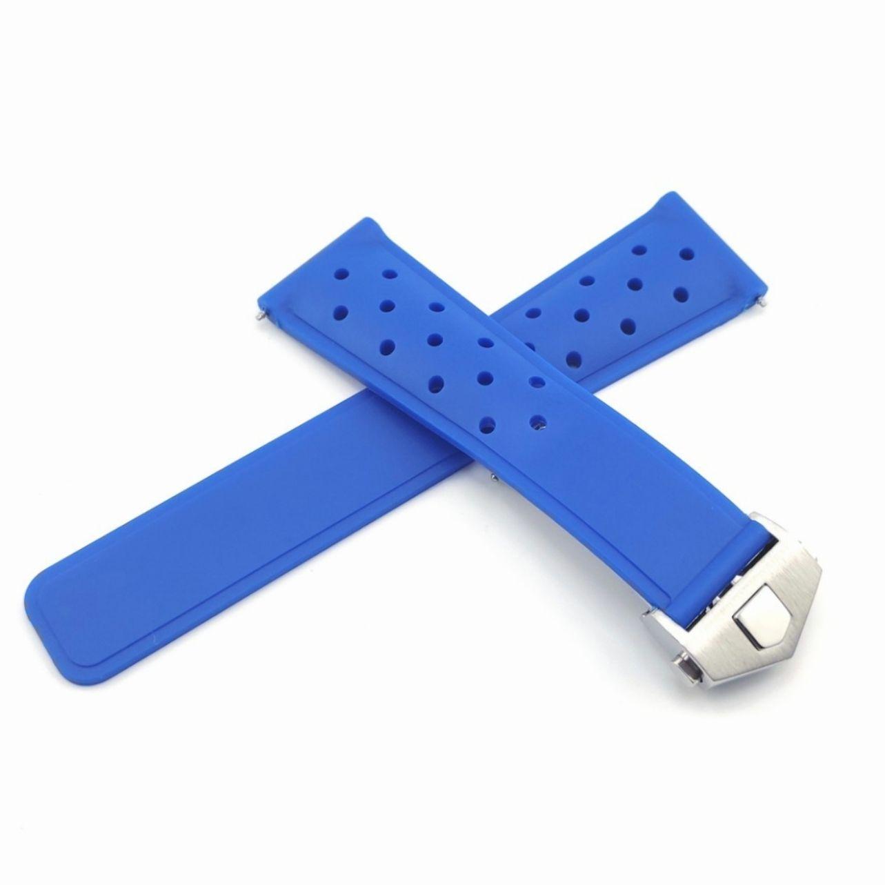 Used 22mm Watch Silicone Rubber Strap Sky Blue Light Blue Light Blue D Buckle Included [Compatible with] Tag Heuer Carrera Monaco etc. Tag Heuer