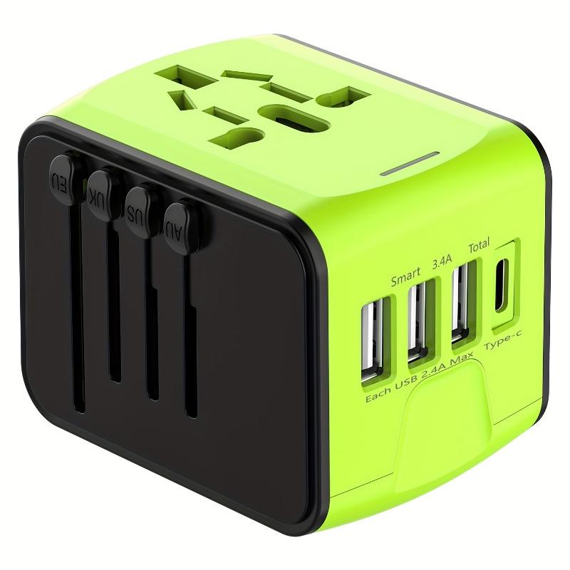 Universeller Reiseadapter Reiseladegerät für US EU UK AUS Reisen mit 3 USB- und 1 Typ-C-Anschluss