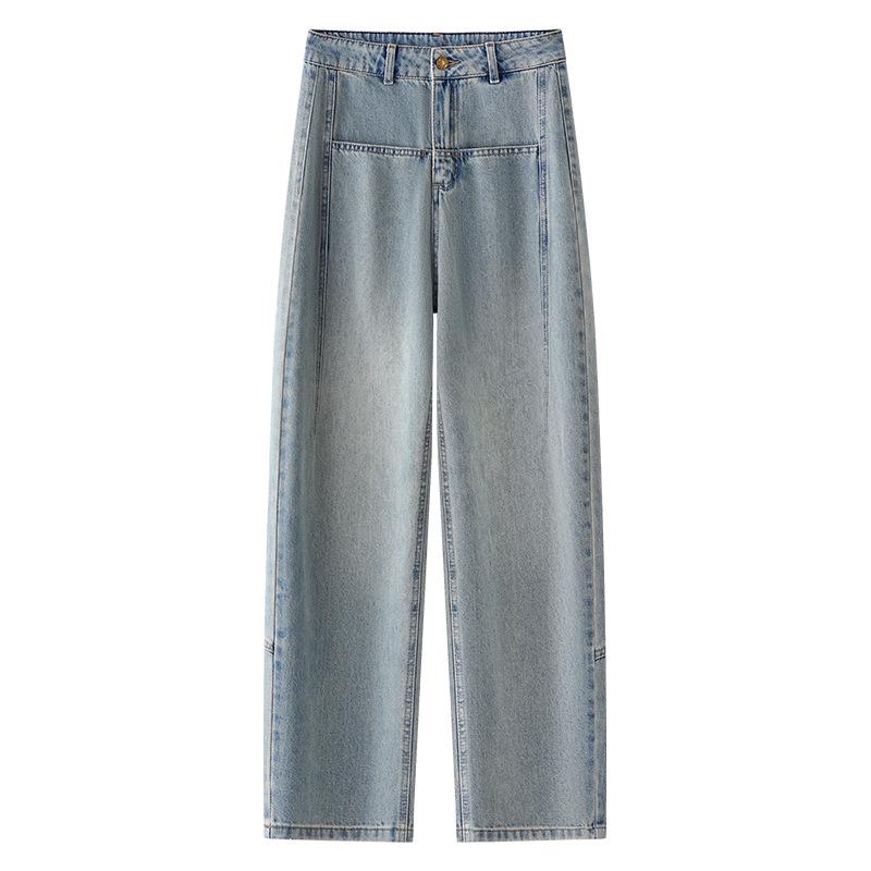 

Женские джинсы прямого кроя с высокой посадкой, светло-голубого цвета - Весенняя коллекция 2025 S