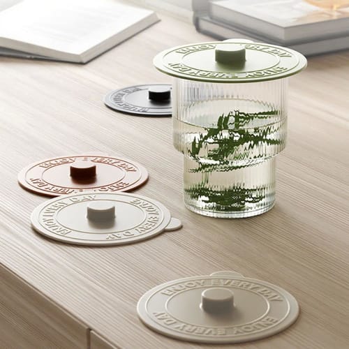 CHANGJIQ Silicone Cup Covers, 10cm Diameter, Pack of 5, Leakproof, Reusable, Dustproof, Heat-Resistant, Cold-Resistant, Dishwasher Safe, Cute and Styl