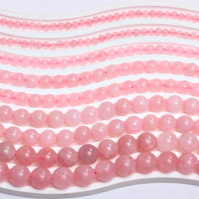 Heiß verkaufende DIY Runde Zufällige Farbe 15-40 Stück 4/6/8/10/12mm Lose Perlen Halskette Schlüsselanhänger Rosa Naturstein Handgefertigtes Material Schmuckherstellung