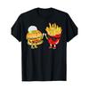 Funny Hamburger Fries High Five Combo Graphic Tee Men Casual Cool Snack Print T-Shirt