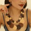 Böhmisches Mehrfarbiges Holzperlen Schmuckset Mit Geometrischem Design Für Damen Modeaccessoires