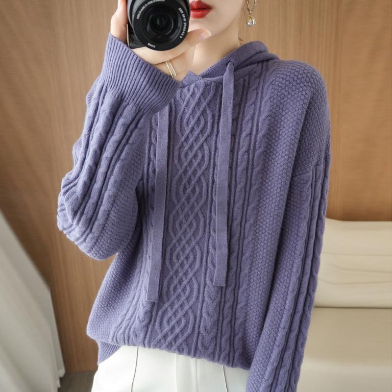 Women Knitted Hoodie Sweater MODERN NEW SAGA Winter Thick Knitted Pullover Sweatshirt Autumn Cashmere Wool Sweaters Female Jumper