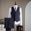 2025 Men's High-Quality Striped Double-Breasted Three-Piece Suit with Peak Lapel