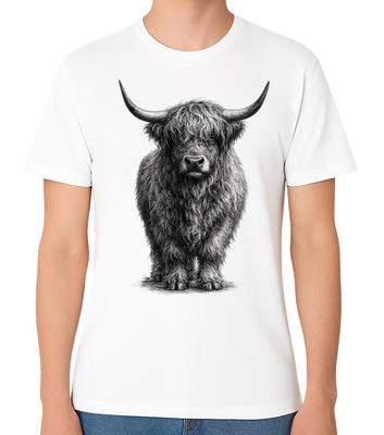 Highland Cow Portrait Art Unisex T-Shirt Farm Animal Lover Tee
