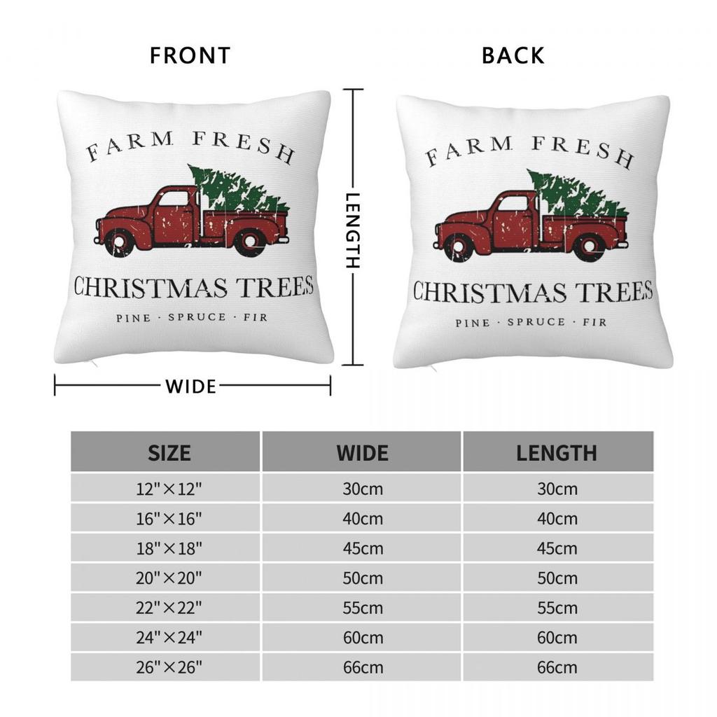 Christmas Tree Farm Vintage Truck Pillowcase Printed Cushion Cover Decorative Throw Pillow Case Cover Home Zipper 40*40Cm