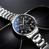 Men's Watch with Stopwatch, Analog Display, Silver: Luminous, Calendar, 3ATM Water Resistant, Stainless Steel, Quartz Movement, Suitable for Leisure,