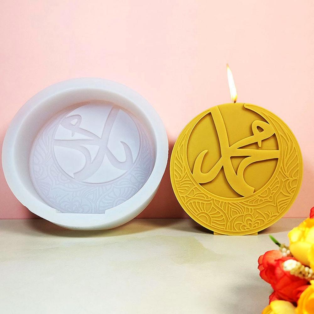 DIY Mosque Style Round Moon Aromatherapy Candle Mold for Eid al Fitr Luna Candle Soap Making Tool Home Decoration Ornament