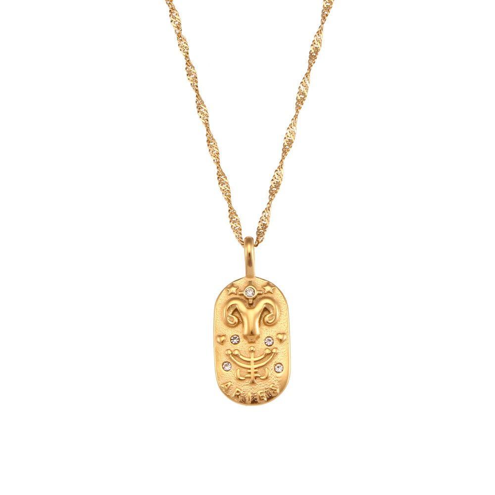 Personality Square Pendant Embossment Pendant Necklace Hypoallergenic Daily Jewelry  Women