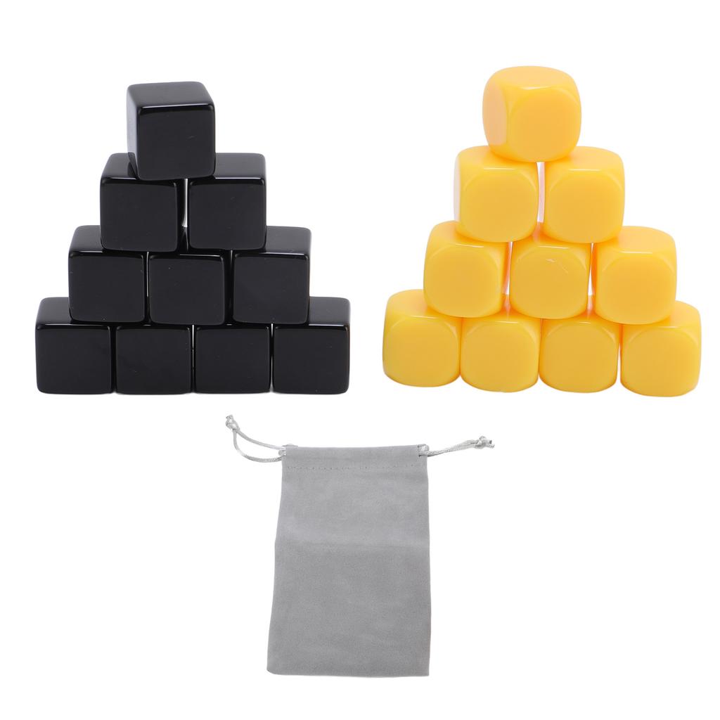 20Pcs 16mm Blank Dice Plastic Impact Proof Multifunctional DIY Blank Dice with Storage Bag for Board