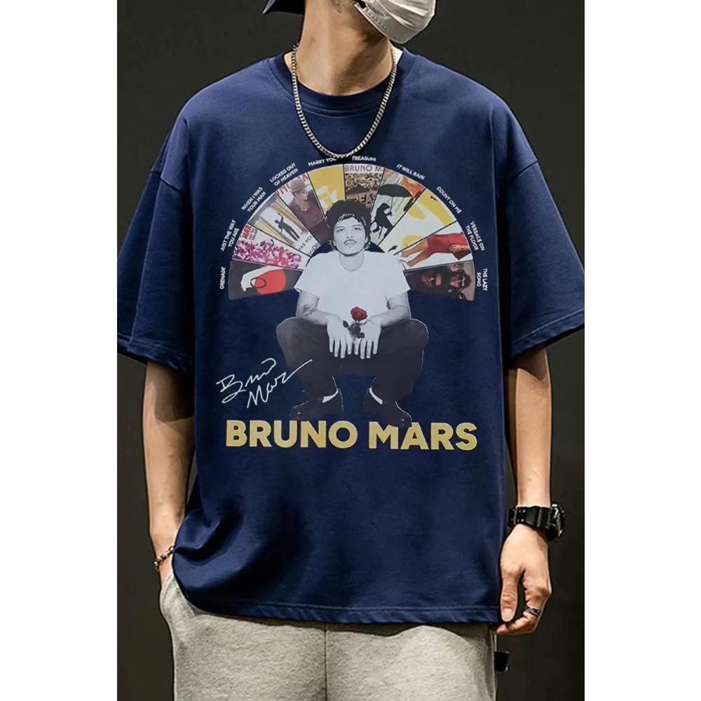 Summer Hot Sale Casual Funny Bruno Mars Graphic Shirt Y2K Unisex Lightweight Printed Short Sleeve Casual Outdoor Cotton Tee