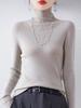 Women's Slim-Fit High-Neck Wool Sweater - Soft, Seamless Knit Base Layer for Autumn/Winter