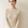 Women's Slim Fit Ribbed Cashmere Sweater - Half-High Neck