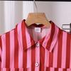 Girls' Casual Set: Fall Children's Bell-Sleeve Lace Blouse and Striped Pants Two-Piece Set