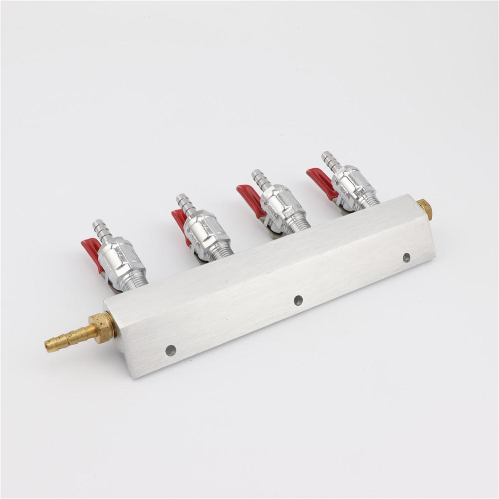 2/3/4 Way CO2 Air Gas Distribution Manifold Splitter Check Valves 1/4" 7mm Barb fittings Draft Beer Brew Kegerator Dispenser