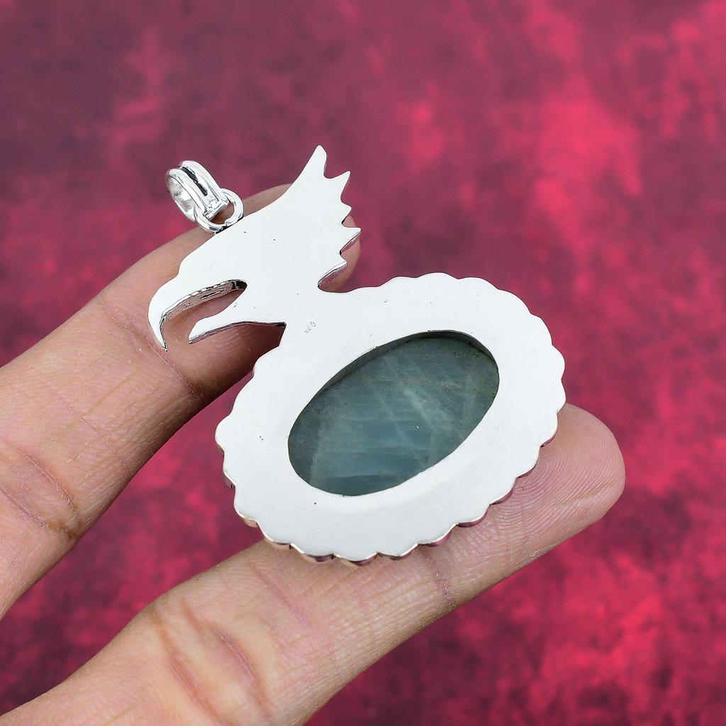 Aquamrine Pendant, 925 Solid Sterling Silver Gemstone Jewelry, Handmade Pendant, For Thanksgiving