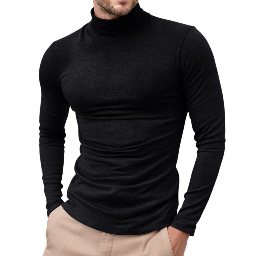 Mens Lightweight Slim Fit Turtleneck Pullover Casual Long Sleeve