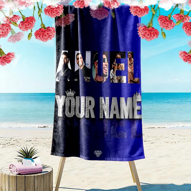 Name Custom Anuel AA Print Beach Towel, Large Soft Quick Dry Towel for Beach Camping Swimming