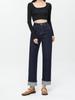 Jeans Femme Haut de Gamme en Denim Brut Bleu Foncé, Taille Haute, Amincissants, Relevés aux Chevilles, Jambe Droite - Nouveau Style Printemps/Automne