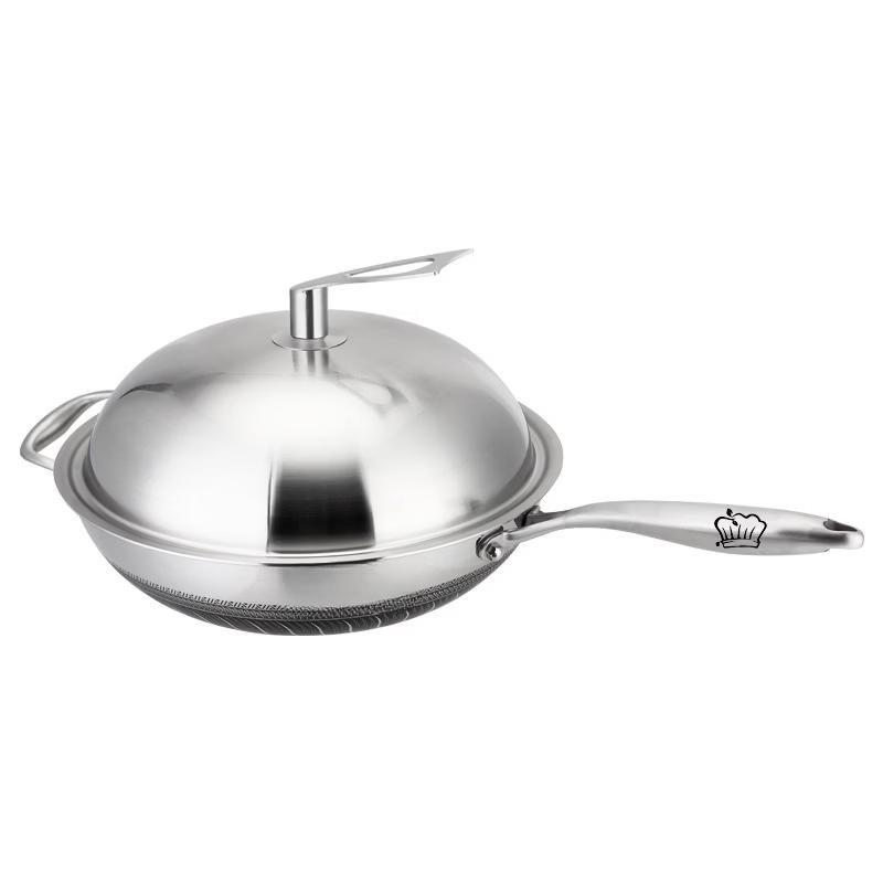 Wutuo 316 Stainless Steel Non-Coated Wok with Lid