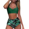 Women Vintage Swimsuit Two Piece Retro  Ruched High Waist Print Bikini Set