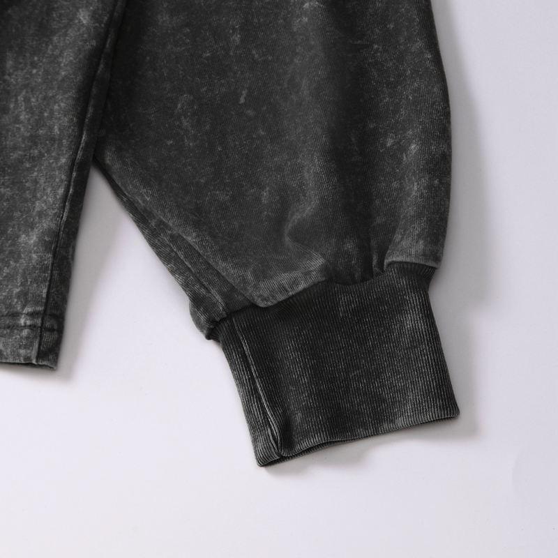 230G Heavyweight Vintage Distressed Loose Fit Plus Size Long Sleeve Cotton Crew Neck T-shirt