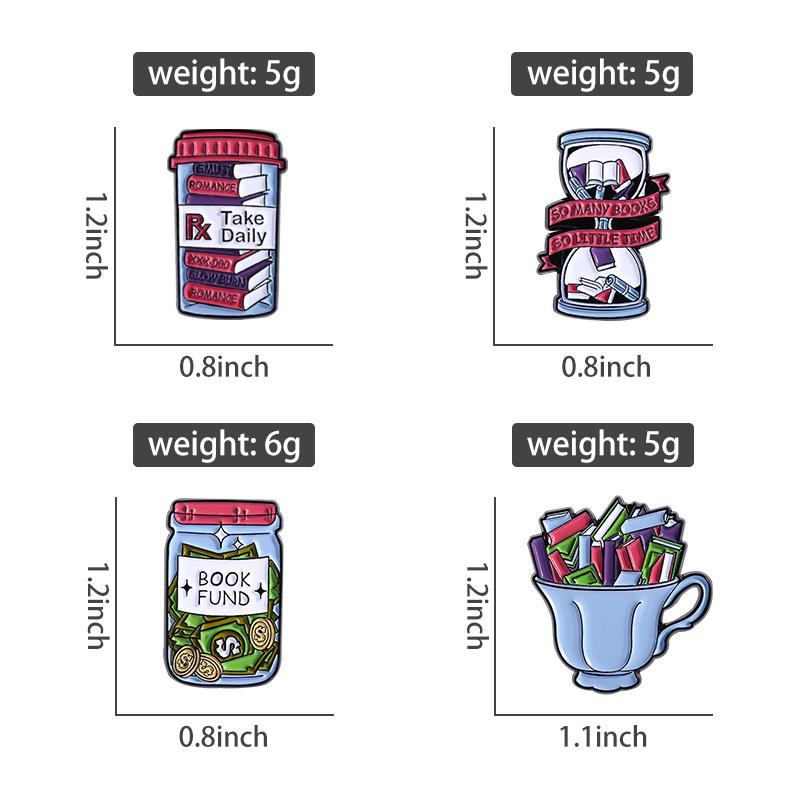 Book Storage Enamel Pins Custom SO MANY BOOKS SO LITTLE TIME Brooches Lapel Badges Clothes Funny Jewelry Gift for Friends