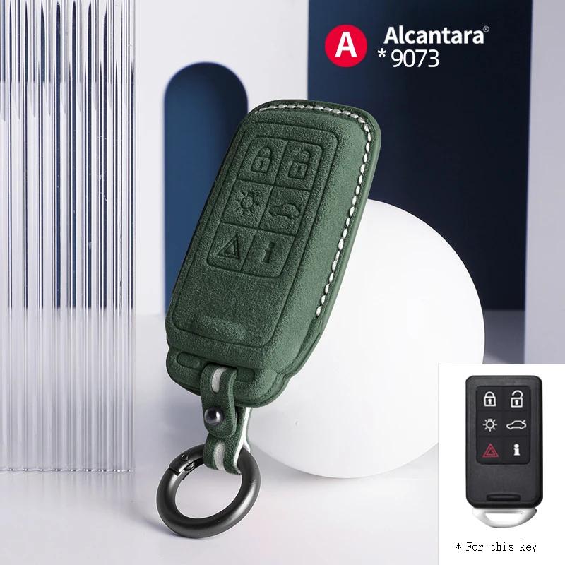 Alcantara For Volvo S90 S60 XC60 XC40 XC90 V60 V90 Car Key Case Holder Cover Shell Suede Keychain Protector Accessories