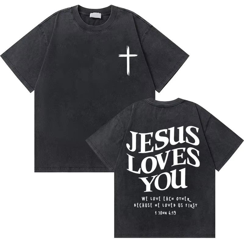 Křesťanské náboženské Ježíš Král slávy Oprané tričko Letní Pánské Dámské Módní Oversized Streetwear Pánské Vintage trička Topy