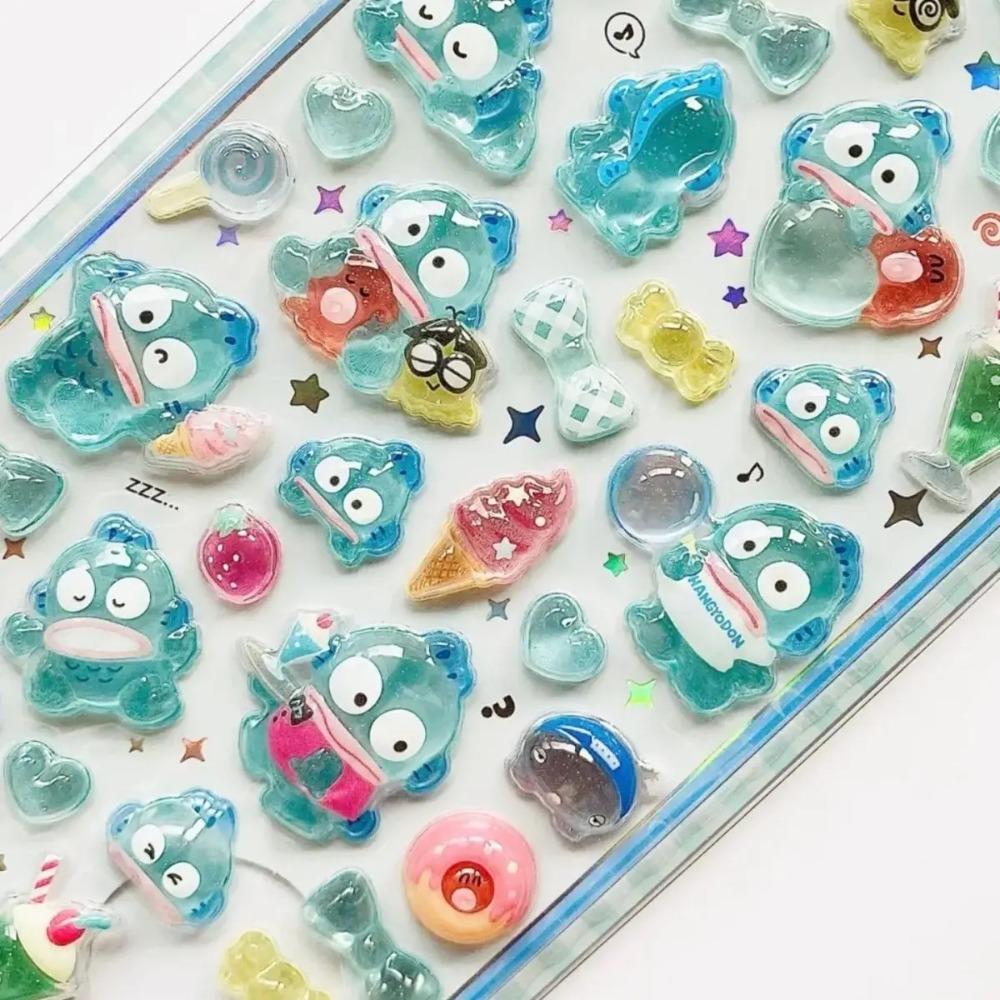 Cute Anime Hellokitty 3D Sanrio Stickers Kuromi Cinnamoroll Transparent Jelly Crystal Decorative Sticker Phone Case DIY Kids Toy
