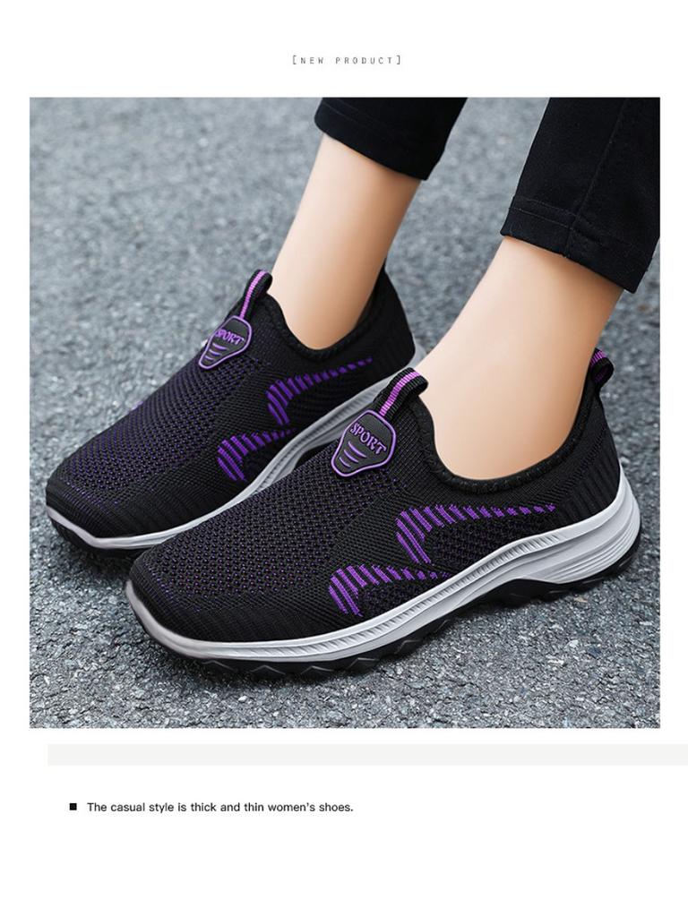 Pánské jarní vycházkové boty Flyknit s tlustou podrážkou, pohodlné, ležérní, síťované, nazouvací tenisky, celodenní, lehké, každodenní obuv