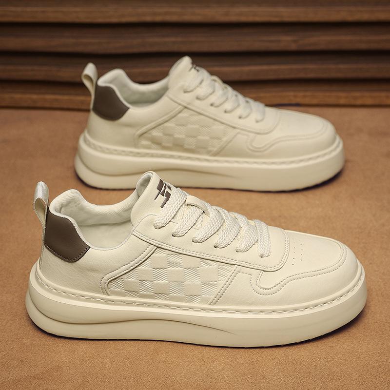 Cold Sticky Microfiber Leather Men'S Board Shoes Autumn Fashion Low-Top Lace-Up Casual Work Tide With Platform Men'S Shoes