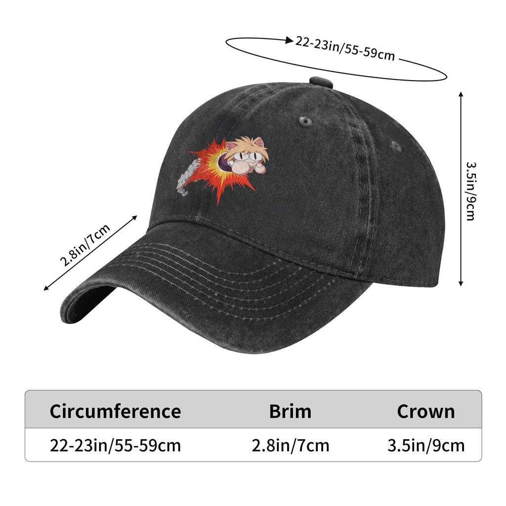 Rocket Neco Arc Baseball Cap Vintage Distressed Washed Japanese Anime Sun Cap Unisex Outdoor Travel Adjustable Fit Hats Cap