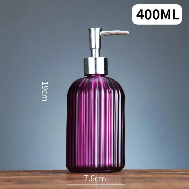 

400Ml Vertical Stripe Hand Sanitizer Bottle Refillable Empty Glass Liquid Hand Sanitizer Shampoo Shower Gel Pump Bottles